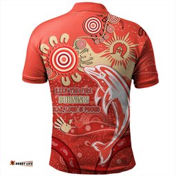 Amazing Aussie Redcliffe Dolphins Aboriginal Indigenous Naidoc Week Dreamtime Dot Painting With Flag Polo Shirt