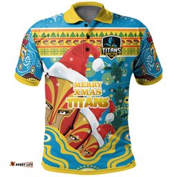 Amazing Aussie Gold Coast Titans Christmas Custom Merry Titans Christmas Indigenous Polo Shirt