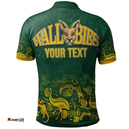 Amazing Aussie Wallabies Rugby Custom Wallabies Aboriginal Inspired With Animals Polo Shirt