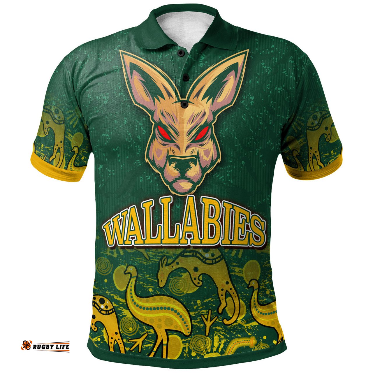 Amazing Aussie Wallabies Rugby Custom Wallabies Aboriginal Inspired With Animals Polo Shirt
