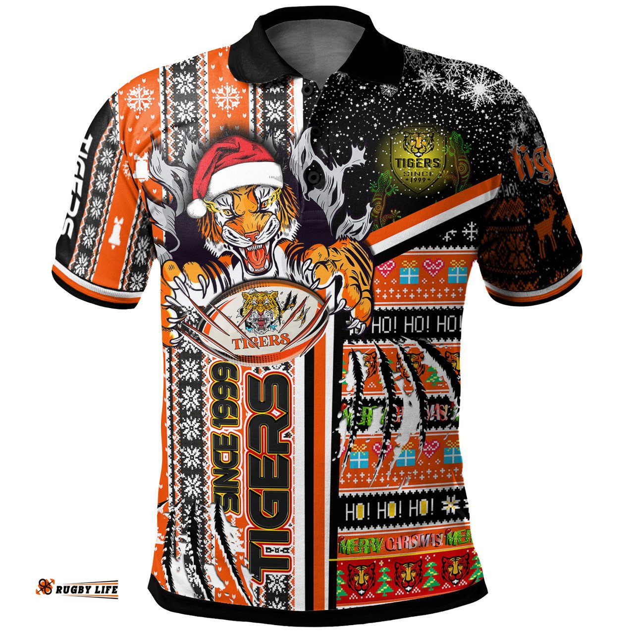 Amazing Aussie Wests Tigers Christmas Custom Scratch Super Tigers Ho Ho Ho Polo Shirt