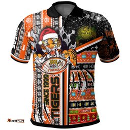 Amazing Aussie Wests Tigers Christmas Custom Scratch Super Tigers Ho Ho Ho Polo Shirt