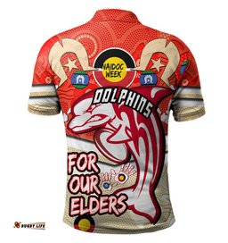 Amazing Aussie Redcliffe Dolphins Naidoc Week Custom Redcliffe Dolphins Naidoc Week For Our Elders Dot Art Style With Turtle Polo Shirt