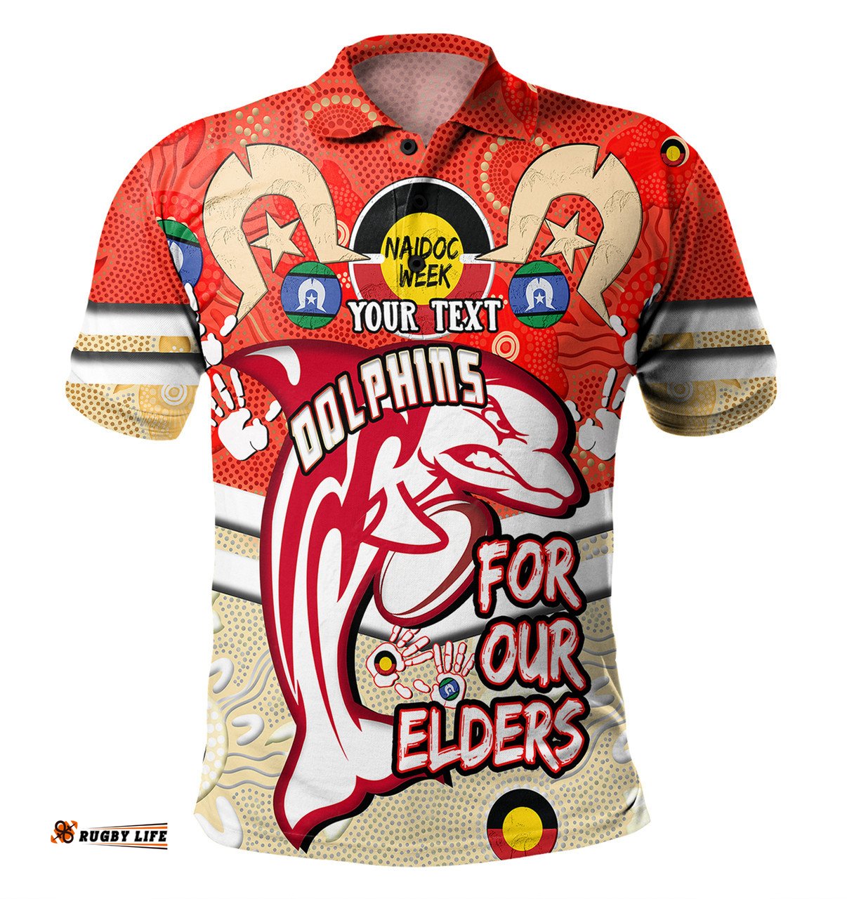 Amazing Aussie Redcliffe Dolphins Naidoc Week Custom Redcliffe Dolphins Naidoc Week For Our Elders Dot Art Style With Turtle Polo Shirt