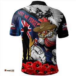 Amazing Aussie Sydney Roosters United In Spirit Anzac Day Tribute Polo Shirt