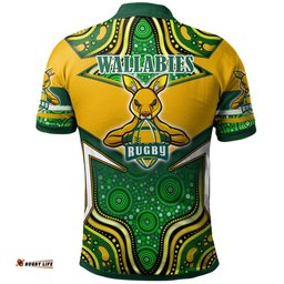 Amazing Aussie Wallabies Rugby Custom Super Kangaroo Rugby Ball Mascot Aboriginal Inspired Style Polo Shirt