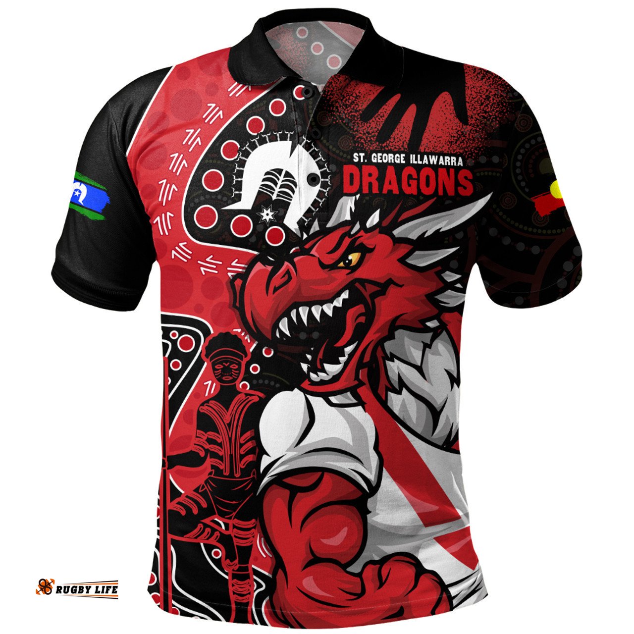 Amazing Aussie St. George Illawarra Dragons NAIDOC Indigenous Warrior Spirit Polo Shirt
