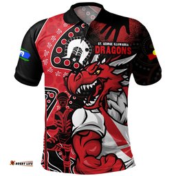 Amazing Aussie St. George Illawarra Dragons NAIDOC Indigenous Warrior Spirit Polo Shirt