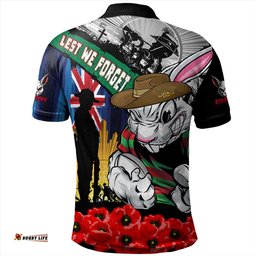 Amazing Aussie South Sydney Rabbitohs United In Spirit Anzac Day Tribute Polo Shirt