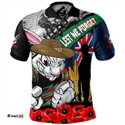 Amazing Aussie South Sydney Rabbitohs United In Spirit Anzac Day Tribute Polo Shirt