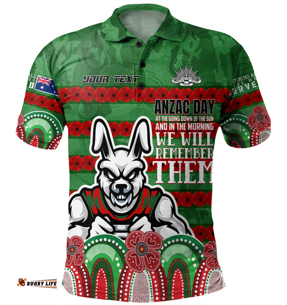 Amazing Aussie South Sydney Rabbitohs Custom Go The Mighty Heroes Polo Shirt