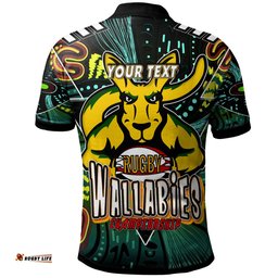 Amazing Aussie Wallabies Rugby Custom Kangaroo Rugby Championship Sport Aboriginal Inspired Culture Personalised Player And Number Polo Shirt