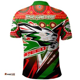 Amazing Aussie South Sydney Rabbitohs Brave Bunnies Go the Mighty Heroes Indigenous Polo Shirt