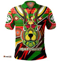 Amazing Aussie South Sydney Rabbitohs Brave Bunnies Go the Mighty Heroes Indigenous Polo Shirt