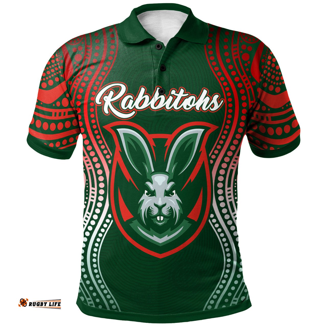 Amazing Aussie Australia Rabbitohs Custom Australia Rabbitohs Aboriginal Inspired Style Polo Shirt