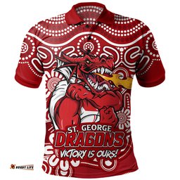 Amazing Aussie St. George Illawarra Dragons Aboriginal Inspired Tough Fan Rugby For Life Ver 2.0 Polo Shirt