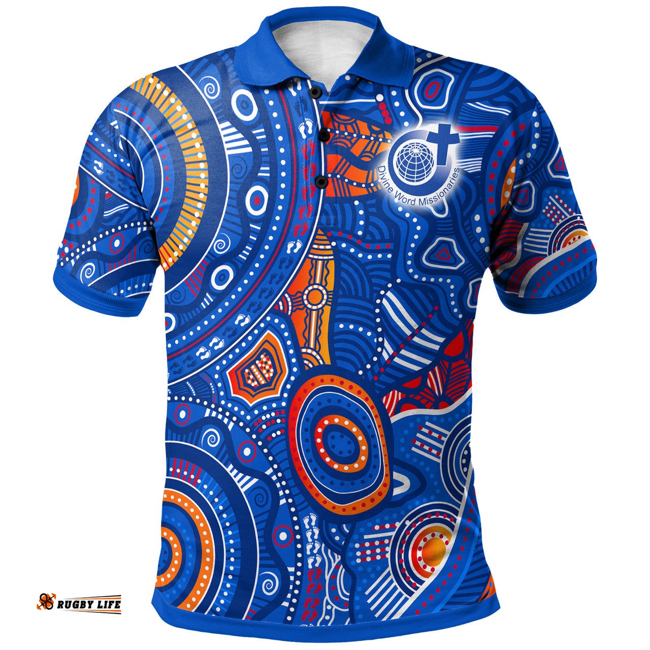 Amazing Aussie Custom Australia Aboriginal Inspired Indigenous Footprint Patterns Blue Color Polo Shirt