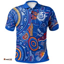 Amazing Aussie Custom Australia Aboriginal Inspired Indigenous Footprint Patterns Blue Color Polo Shirt
