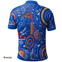 Amazing Aussie Custom Australia Aboriginal Inspired Indigenous Footprint Patterns Blue Color Polo Shirt