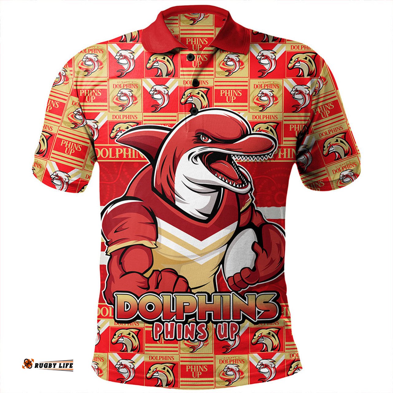 Amazing Aussie Redcliffe Dolphins Champion���s Pride Comic Style Polo Shirt