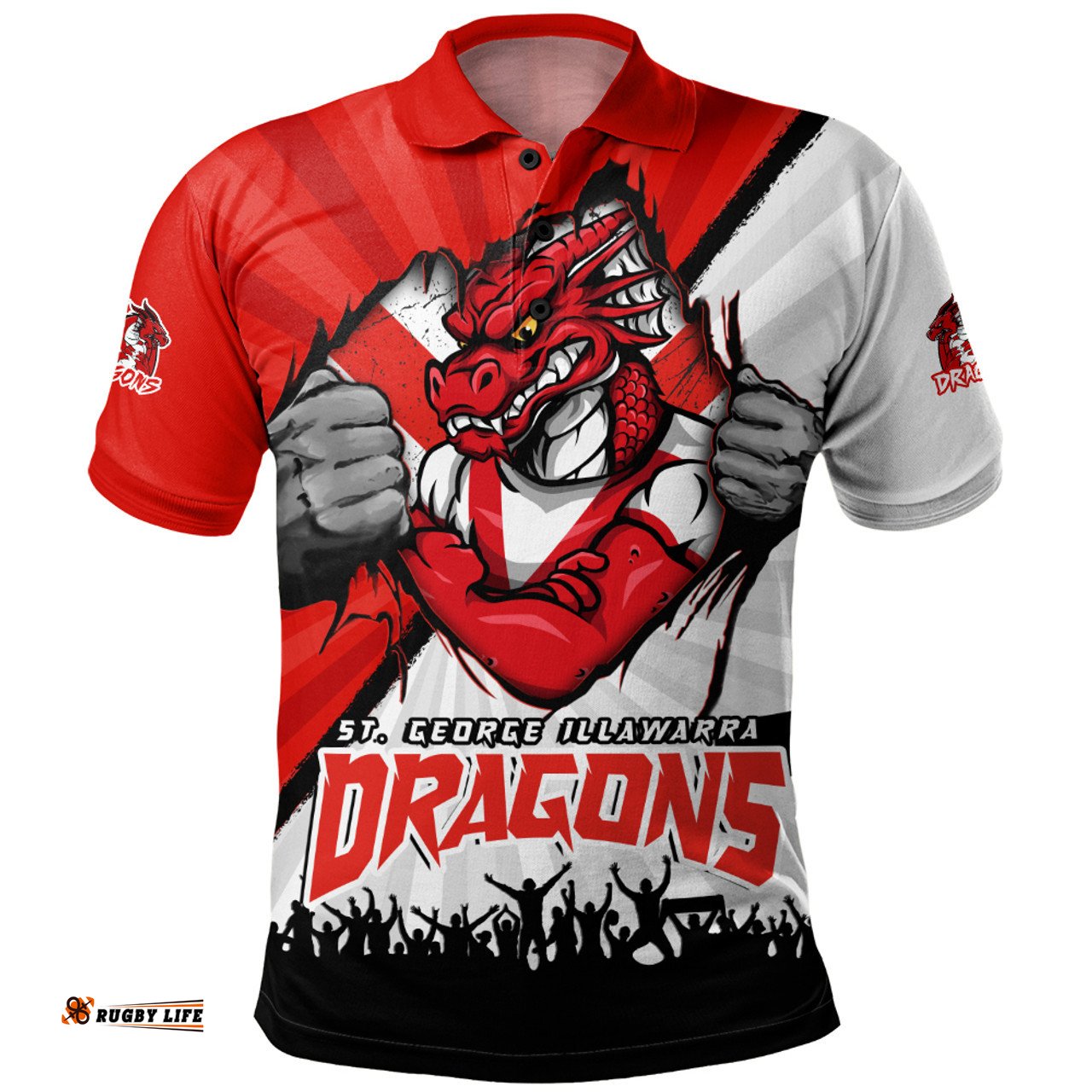 Amazing Aussie St. George Illawarra Dragons Fearless Soul Series Polo Shirt