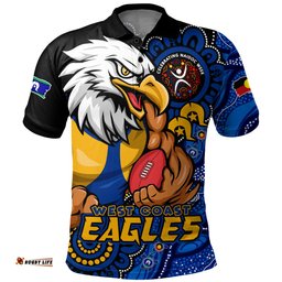 Amazing Aussie West Coast Eagles Power Through Generations NAIDOC Edition Polo Shirt