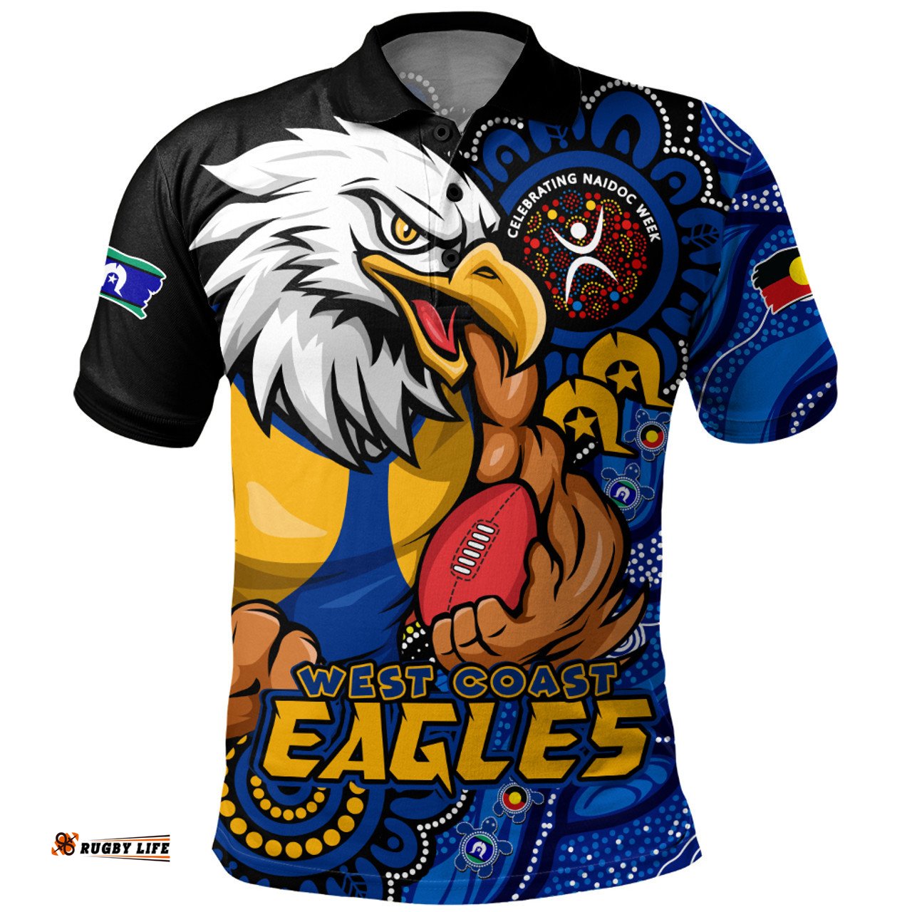 Amazing Aussie West Coast Eagles Power Through Generations NAIDOC Edition Polo Shirt