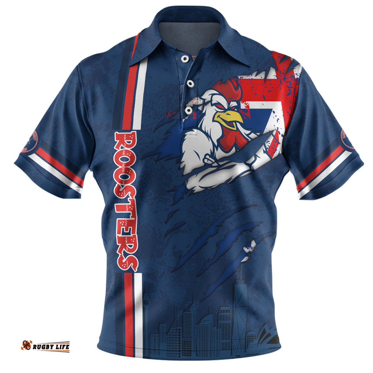 Amazing Aussie Sydney Roosters Happy Australia Day Flag Scratch Style Polo Shirt