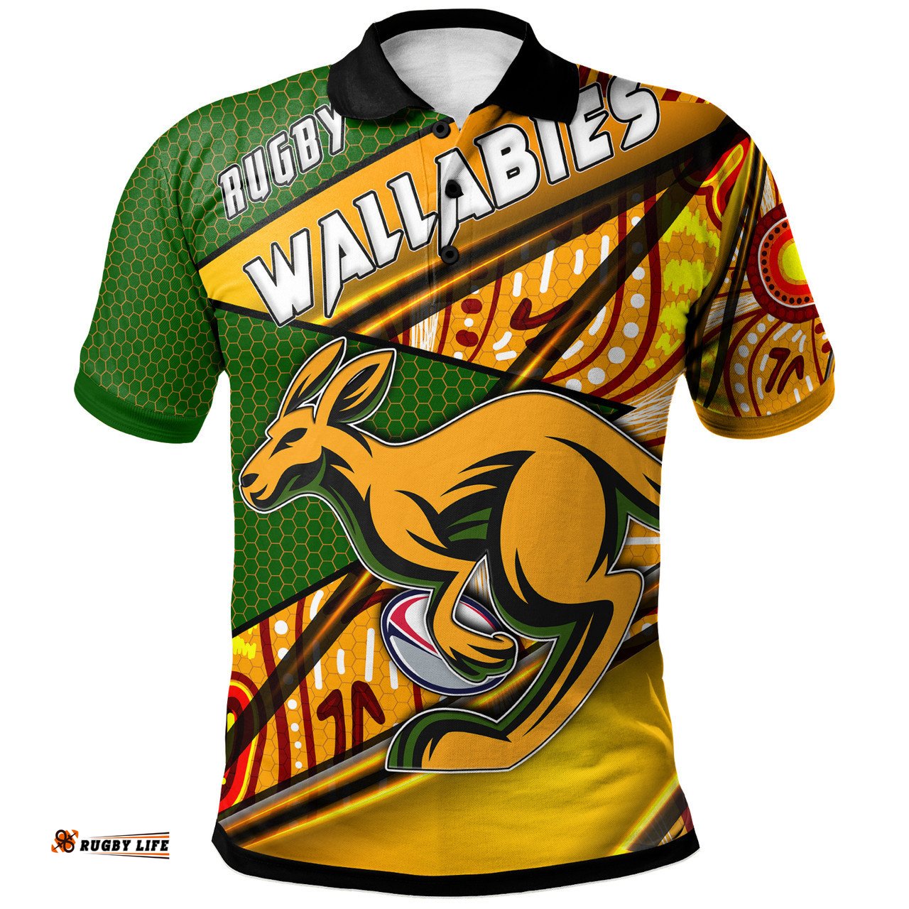 Amazing Aussie Wallabies Rugby Custom Kangaroo Rugby Ball Rugby Championship Personalised Player And Number Polo Shirt