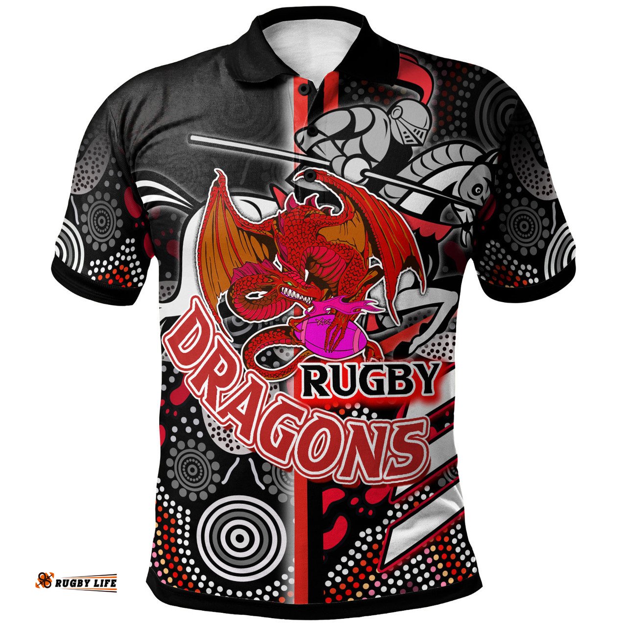 Amazing Aussie Australia ST George Custom ST George Ball Aboriginal Inspired Indigenous Sport Style Polo Shirt