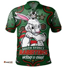 Amazing Aussie South Sydney Rabbitohs Aboriginal Pattern Inspired Victory Is Ours Polo Shirt