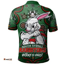 Amazing Aussie South Sydney Rabbitohs Aboriginal Pattern Inspired Victory Is Ours Polo Shirt