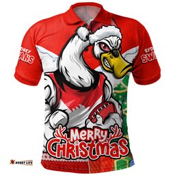 Amazing Aussie Sydney Swans Santa Scoring Touchdown On Christmas Game Day Polo Shirt