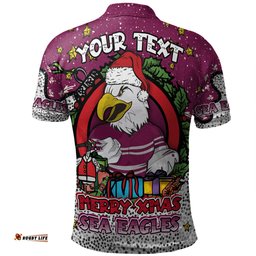 Amazing Aussie Manly Warringah Sea Eagles Christmas Custom Merry Christmas Our Beloved Team With Aboriginal Dot Art Pattern Polo Shirt