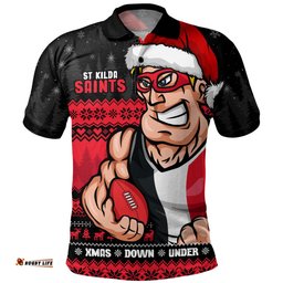 Amazing Aussie St Kilda Merry Christmas Down Under Footy Power Style Polo Shirt