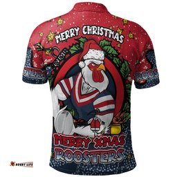 Amazing Aussie Sydney Roosters Christmas Custom Merry Christmas Our Beloved Team With Aboriginal Dot Art Pattern Polo Shirt
