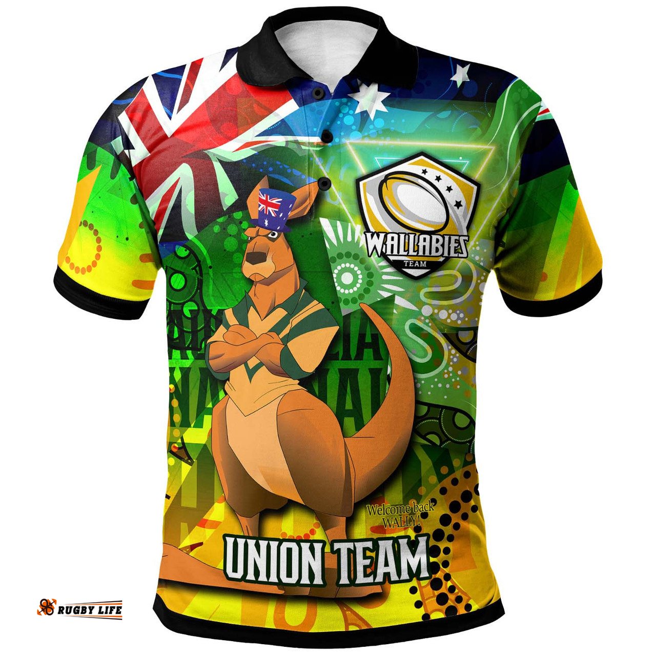 Amazing Aussie Wallabies Rugby Custom Australia National Rugby Championship "Welcome Back Wally" Aboriginal Inspired Player And Number Polo Shirt