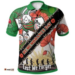 Amazing Aussie South Sydney Rabbitohs Custom Remembrance Day Lest We Forget Polo Shirt