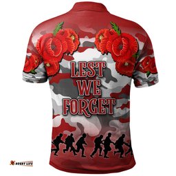 Amazing Aussie St. George Illawarra Dragons Anzac Custom Poppies Flower Saint Lest We Forget Red Polo Shirt