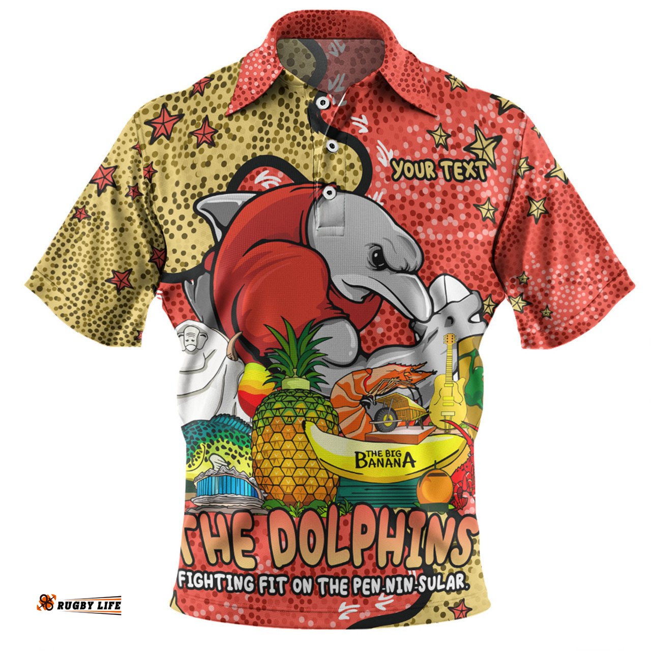 Amazing Aussie Redcliffe Dolphins Custom Australian Big Things Polo Shirt