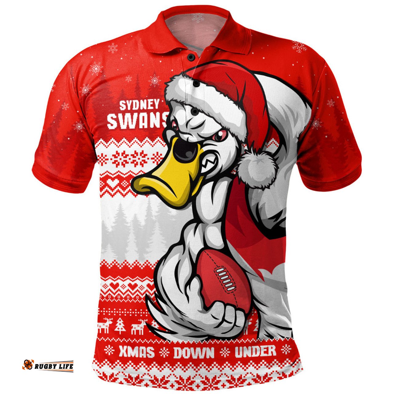 Amazing Aussie Sydney Swans Merry Christmas Down Under Footy Power Style Polo Shirt