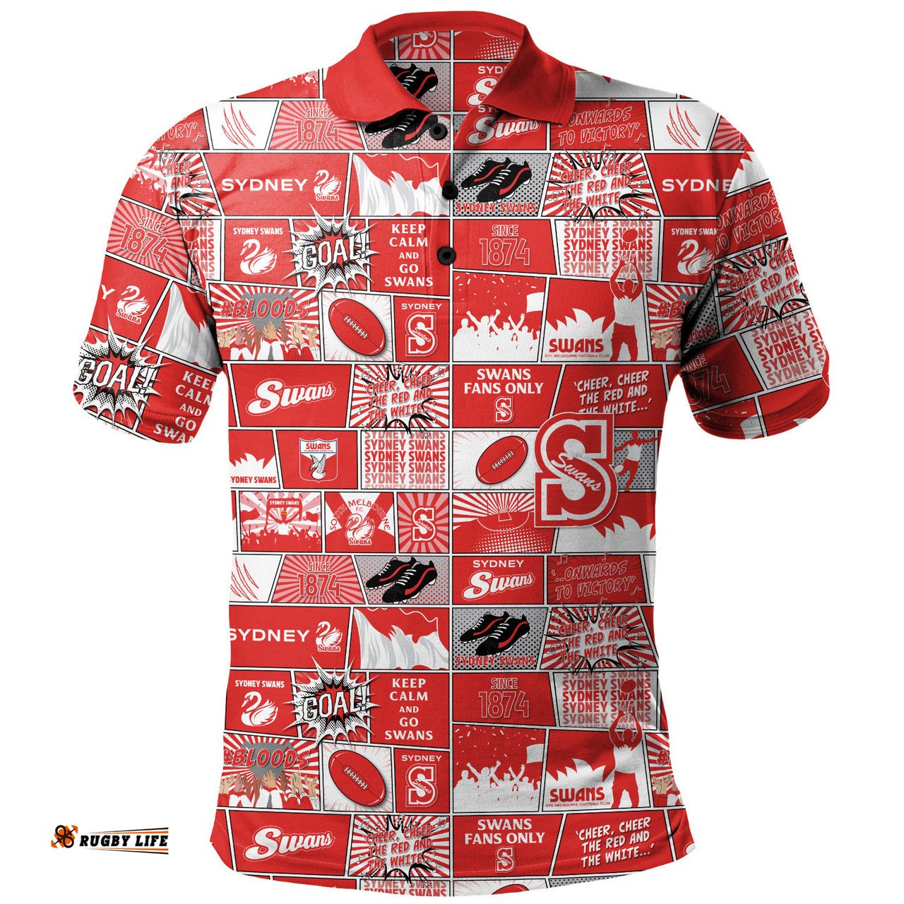 Amazing Aussie Sydney Swans Legacy Of The Pride Comic Style Polo Shirt