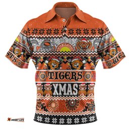 Amazing Aussie Wests Tigers Christmas Aboriginal Custom Indigenous Knitted Ugly Xmas Style Polo Shirt