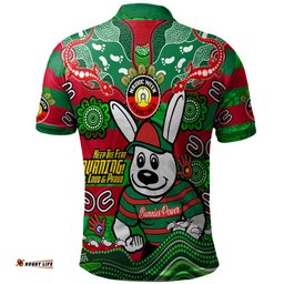 Amazing Aussie South Sydney Rabbitohs Custom Naidoc Keep the Fire Burning! Blak, Loud & Proud Home Jersey Polo Shirt