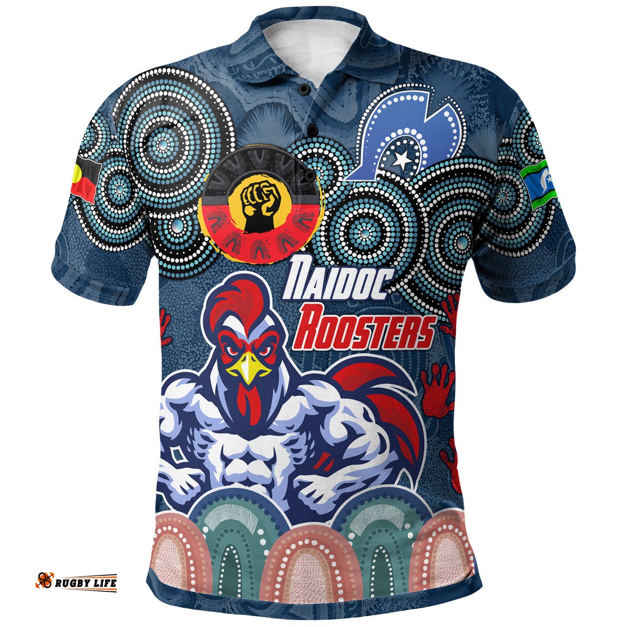Amazing Aussie Sydney Roosters Naidoc Week Custom Naidoc Sydney Roosters Polo Shirt