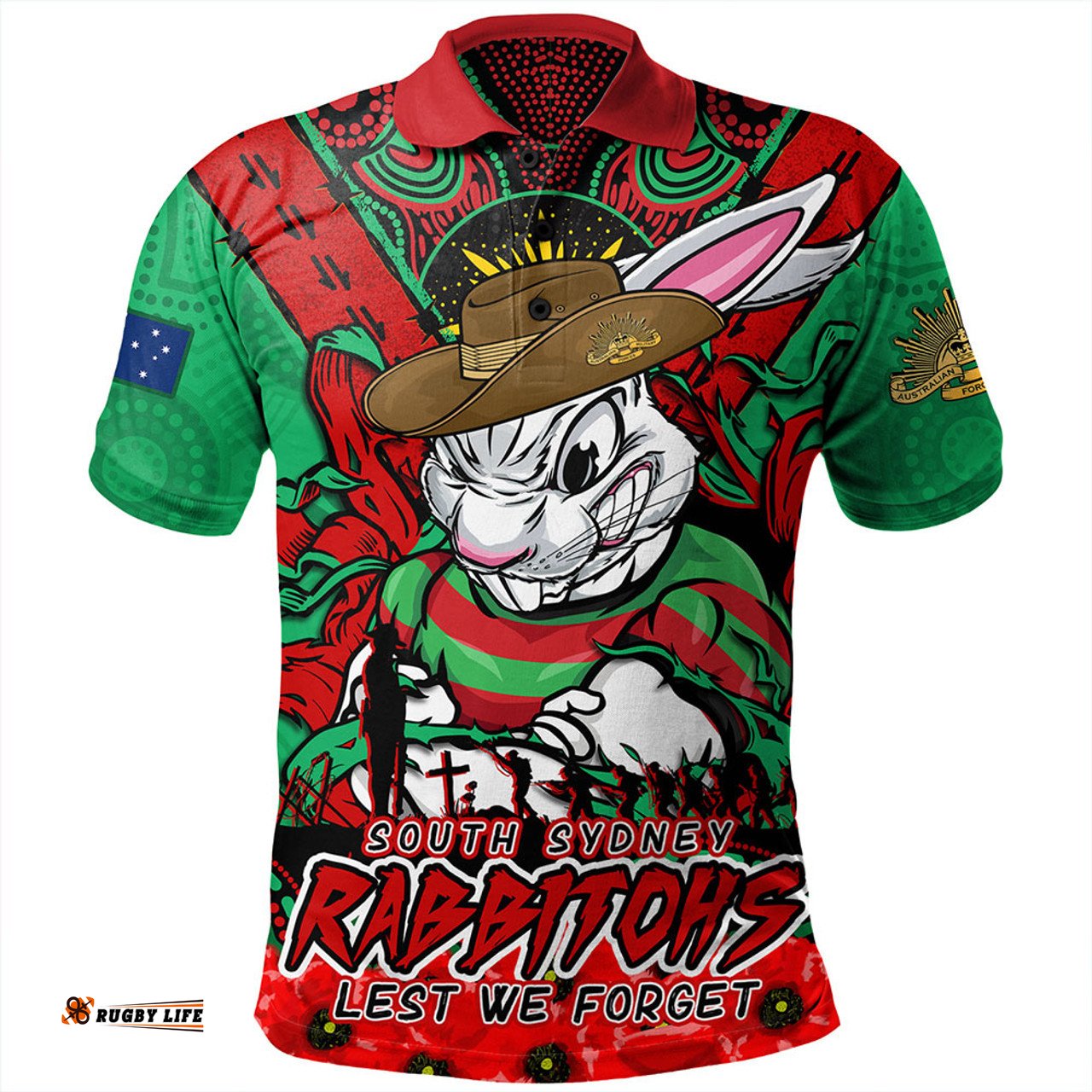 Amazing Aussie South Sydney Rabbitohs Ripped Legacy Of The Game The ANZAC Spirit Lives On Polo Shirt