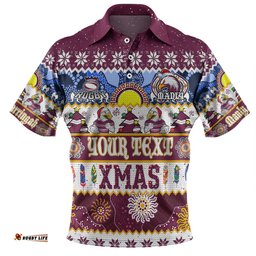 Amazing Aussie Manly Warringah Sea Eagles Christmas Aboriginal Custom Indigenous Knitted Ugly Xmas Style Polo Shirt