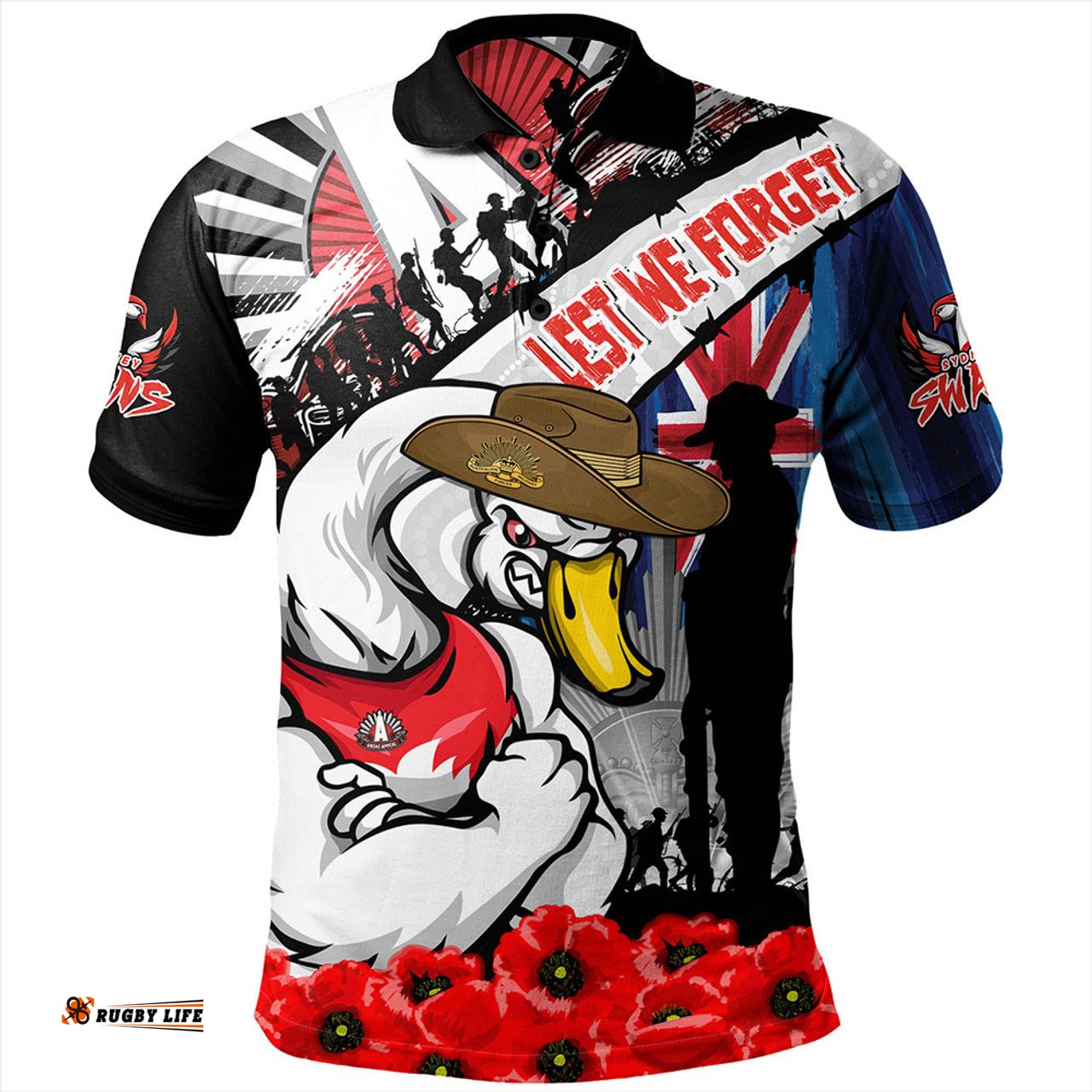 Amazing Aussie Sydney Swans Anzac Day Honor United In Spirit Polo Shirt