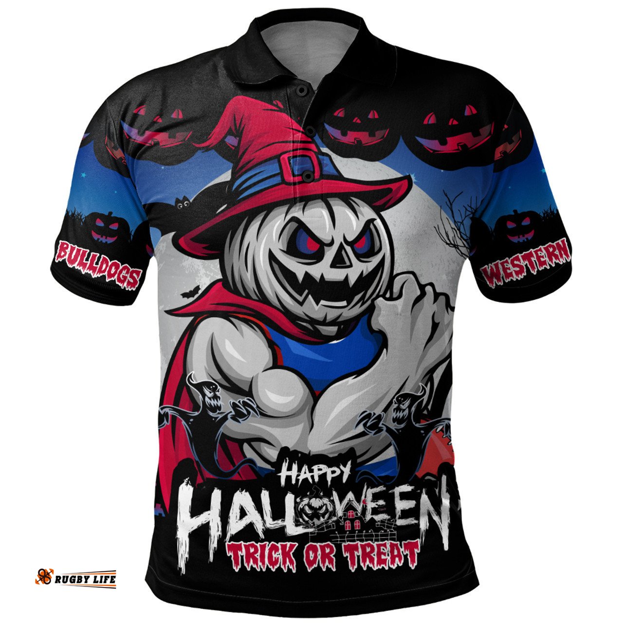 Amazing Aussie Western Bulldogs Dark Pumpkin Halloween Spirit Polo Shirt