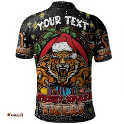 Amazing Aussie Wests Tigers Christmas Custom Merry Christmas Our Beloved Team With Aboriginal Dot Art Pattern Polo Shirt